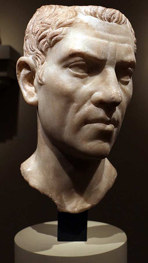 White marble bust of Gaius Cornelius Gallus.