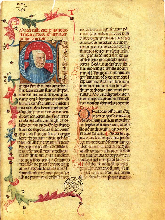 RHETORICA AD HERENNIUM FROM MS VAT. PAL. LAT. 1459, FOL. 1R. BIBLIOTHECA APOSTOLICA VATICANA