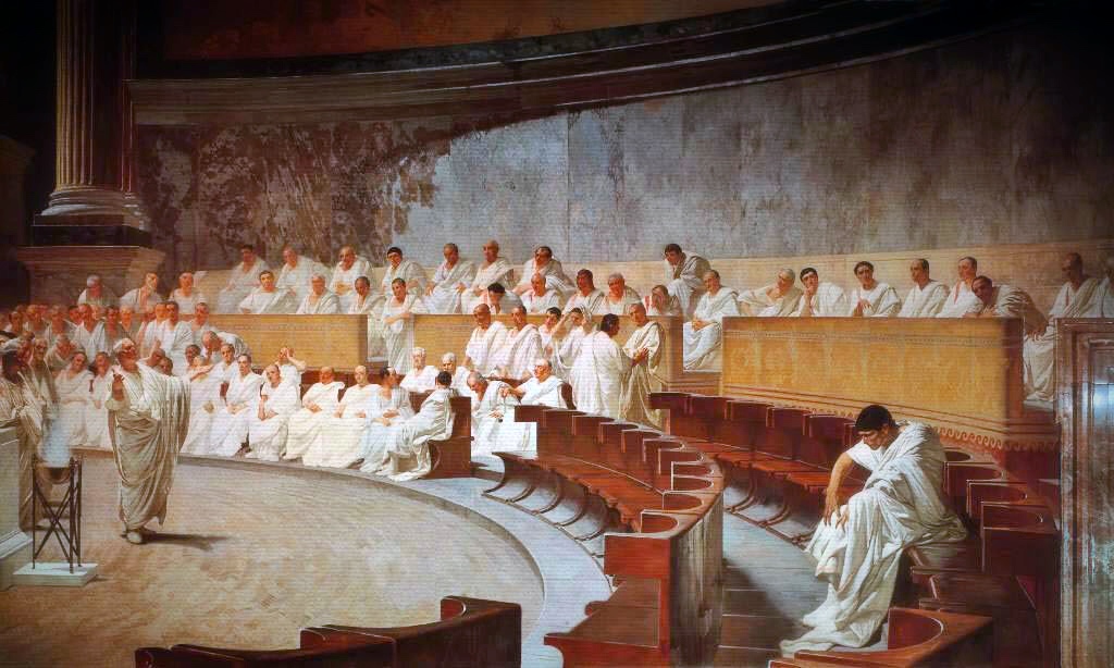 Fresco showing Cicero denouncing Catiline in the senate, by Cesare Maccari.